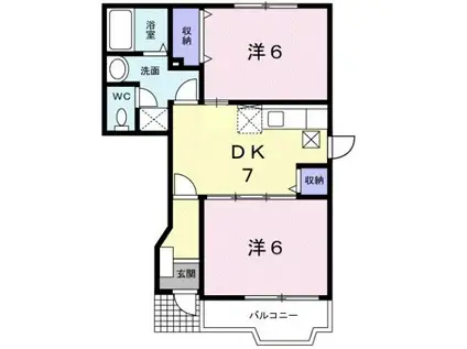 ミドル・ヴィレッジA(2DK/1階)の間取り写真