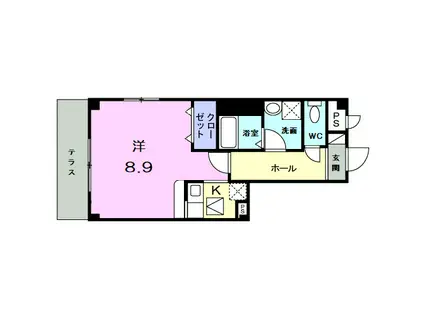 クレールシャンブル(ワンルーム/1階)の間取り写真