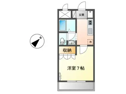 アシューレ・H(1K/2階)の間取り写真