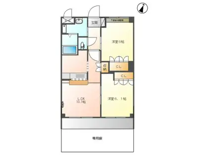 シャルマン(2LDK/1階)の間取り写真