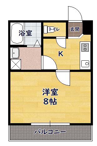 ヴィクトリーⅢ(1K/1階)の間取り写真