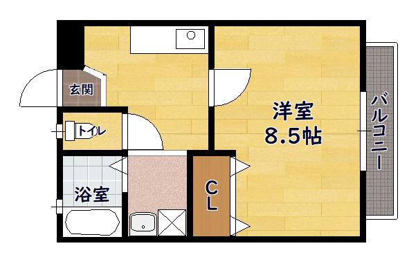 フリーデンヒュッテ(1K/1階)の間取り写真