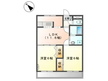 ペアガーデン(2LDK/2階)の間取り写真