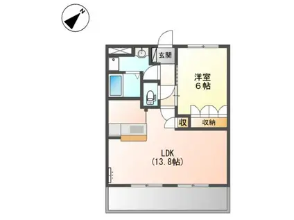 ウエストヴィレッジ(1LDK/2階)の間取り写真