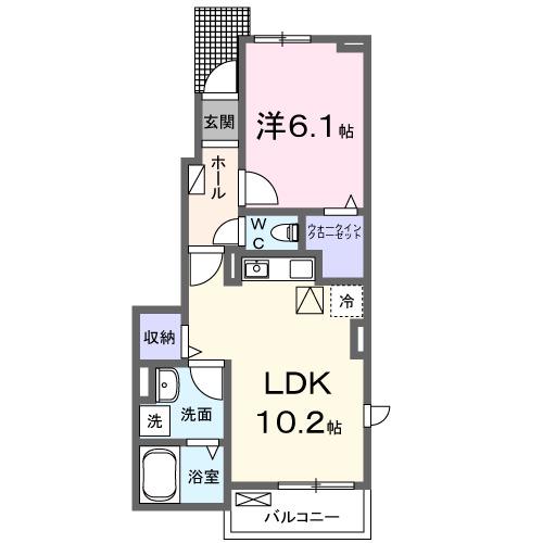 ウィズ・テール南彦根1号館(1LDK/1階)の間取り写真