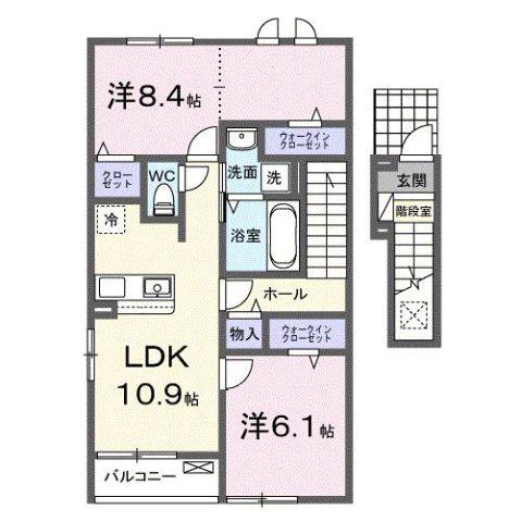 セレスティアⅡ(2LDK/2階)の間取り写真