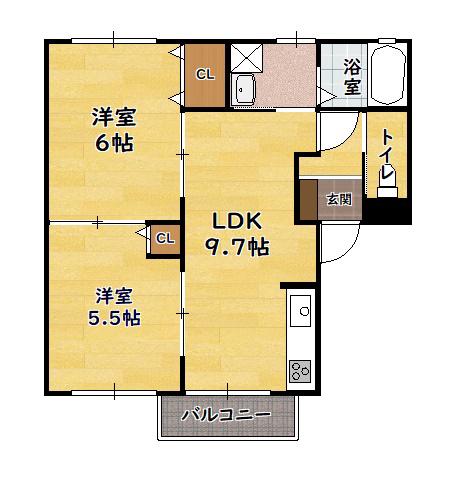 ベルドミール(2LDK/1階)の間取り写真