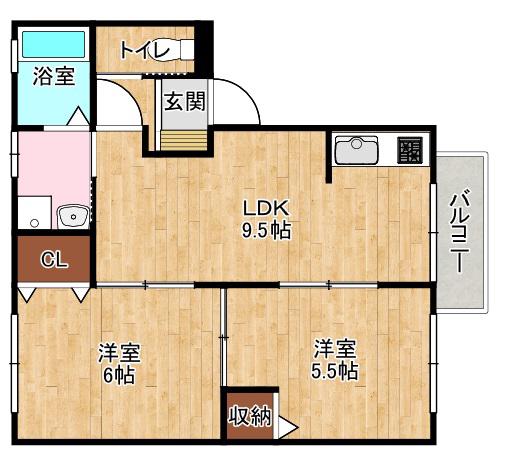 サンライズ フジ(2LDK/2階)の間取り写真