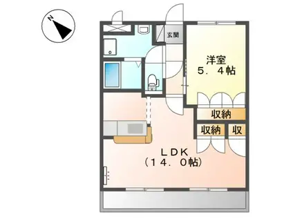 エスポワール(1LDK/1階)の間取り写真