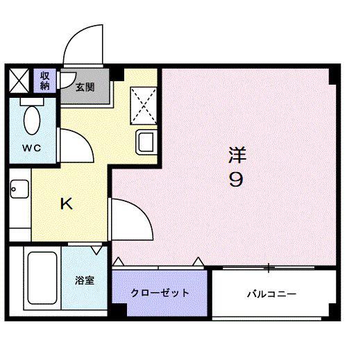 ミドルファンテン(1K/2階)の間取り写真