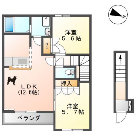 アルテイシア(2LDK/2階)の間取り写真