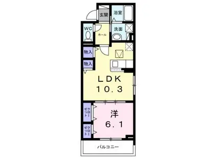 ベルジェ(1LDK/1階)の間取り写真