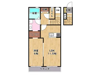 プライムスクエア(1LDK/2階)の間取り写真