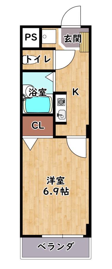 スーリール2番館(1K/3階)の間取り写真