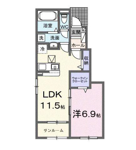 ヴァンヴェール彦根RS(1LDK/1階)の間取り写真