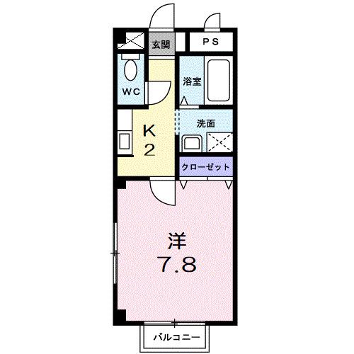 アパルトマンK(1K/1階)の間取り写真