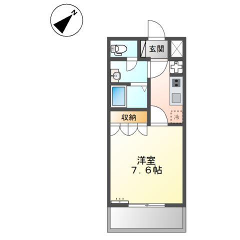 アビエスⅠ(1K/1階)の間取り写真