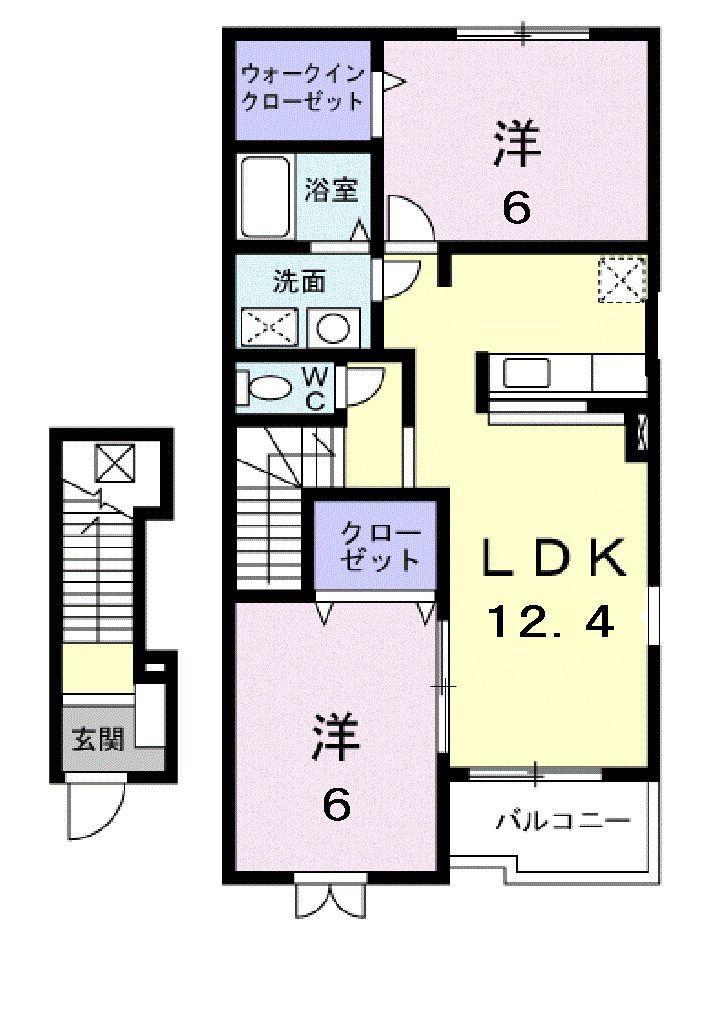 ファミリータイズⅠ(2LDK/2階)の間取り写真