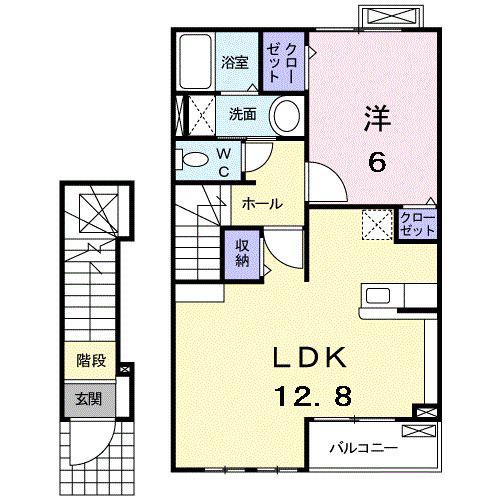 S.C.C.H-K(1LDK/2階)の間取り写真