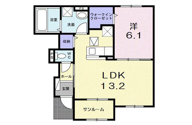ラ ヴェローナ(1LDK/1階)の間取り写真