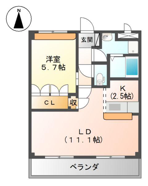 パークヒルズ(1LDK/1階)の間取り写真