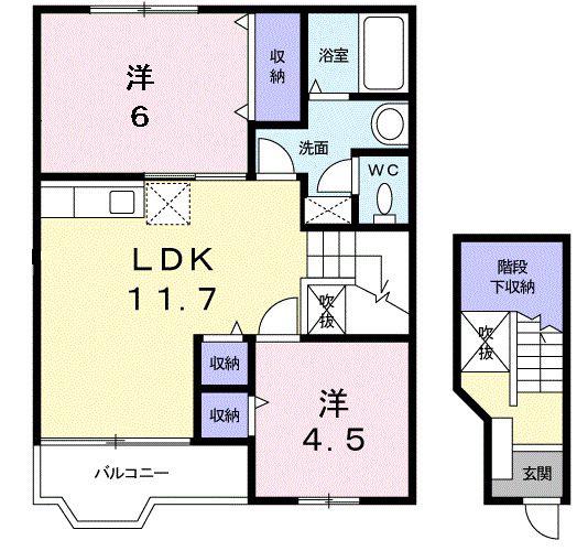 東海道本線 南彦根駅 徒歩15分 2階建 築25年(2LDK/2階)の間取り写真