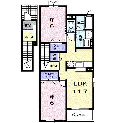 フォレストパーク四番館(2LDK/2階)の間取り写真
