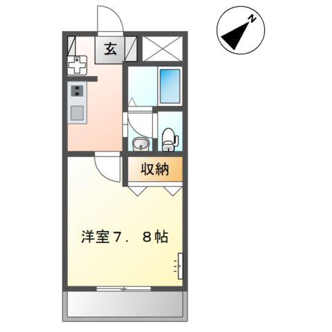 デラシャンス(1K/2階)の間取り写真