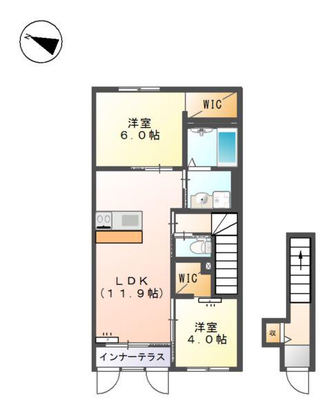 GARDEN TERRACE(2LDK/2階)の間取り写真