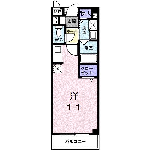 メゾンやわらぎ(ワンルーム/1階)の間取り写真