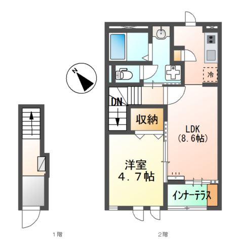 グランドパレスAT(1LDK/2階)の間取り写真