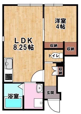 ルートヴィレッジ彦根(1LDK/1階)の間取り写真