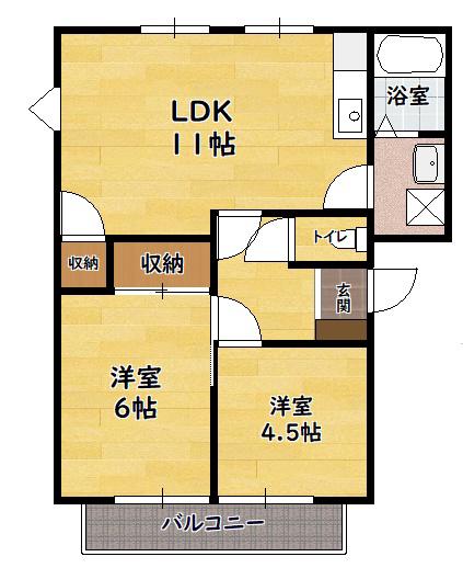 ブルームスクエア(2LDK/1階)の間取り写真