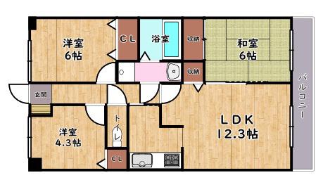 モン・シェリ マ・シェリ(3LDK/3階)の間取り写真