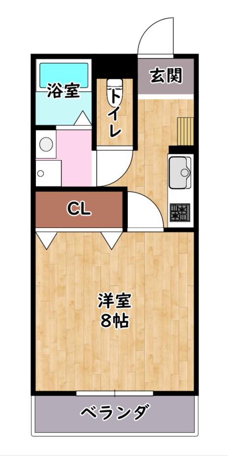 グリーンコート彦根(1K/2階)の間取り写真