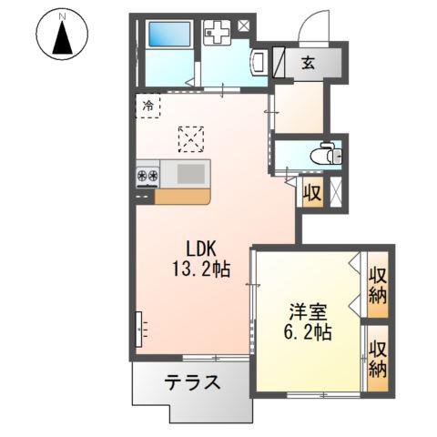 メイプル(1LDK/1階)の間取り写真