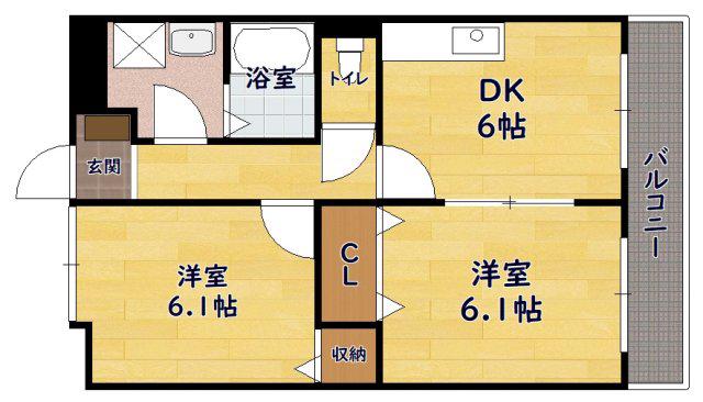 エスポワールプレース(2DK/1階)の間取り写真