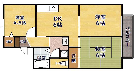 PRESTIGE壱番館(3DK/2階)の間取り写真
