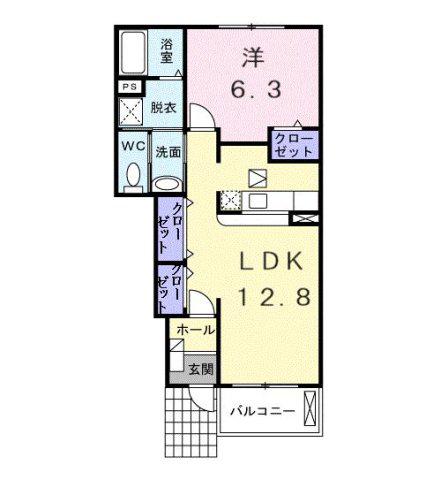 ラ・ネージュ1番館(1LDK/1階)の間取り写真