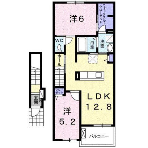 ヴィラ・モンセラート(2LDK/2階)の間取り写真
