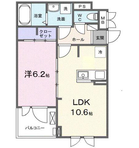 フルール彦根(1LDK/2階)の間取り写真