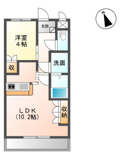 A&S・N(1LDK/3階)の間取り写真