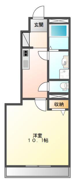 レイクヒルズ西今(1K/1階)の間取り写真
