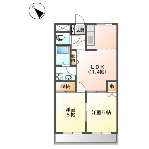 コーポ昴(2LDK/2階)の間取り写真