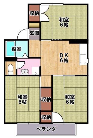 レークハイツ地蔵(3DK/2階)の間取り写真