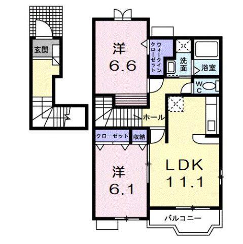 フォレストパ-ク・壱番館(2LDK/2階)の間取り写真