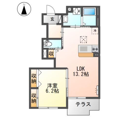 メイプル(1LDK/1階)の間取り写真