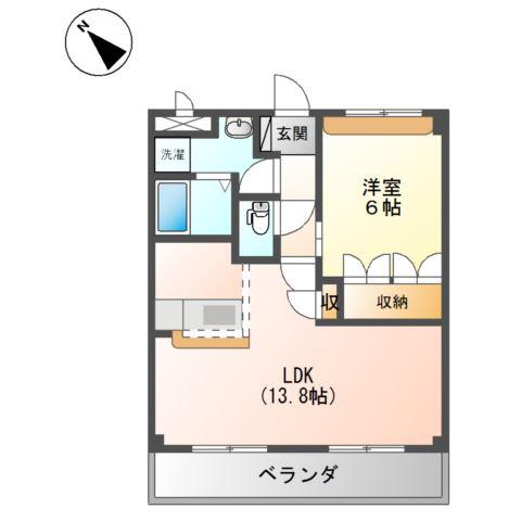 ディアドリーム(1LDK/2階)の間取り写真