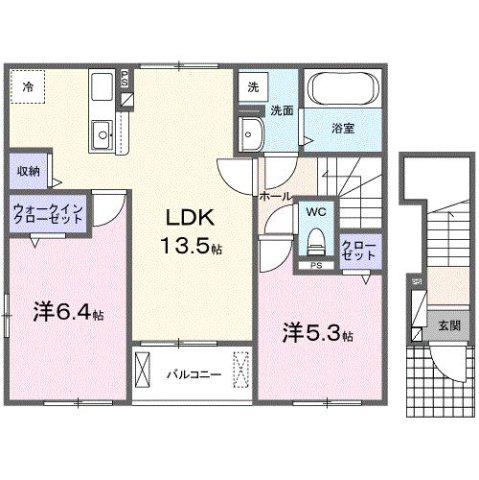 サニアベル(2LDK/2階)の間取り写真