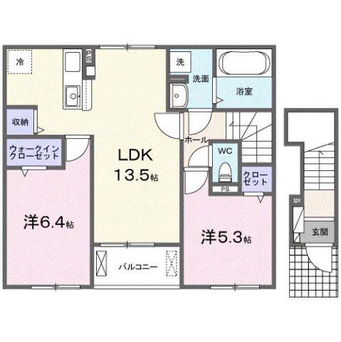 サニアベル(2LDK/2階)の間取り写真